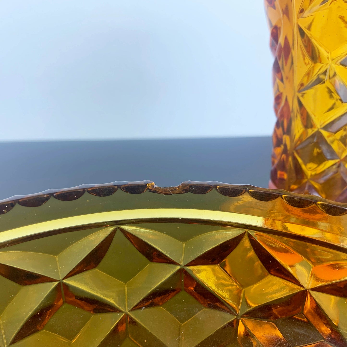 Crown Glass Art Deco Amber Glass Decor Set