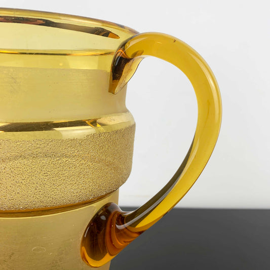 Sugar Frosted Amber Glass Jug