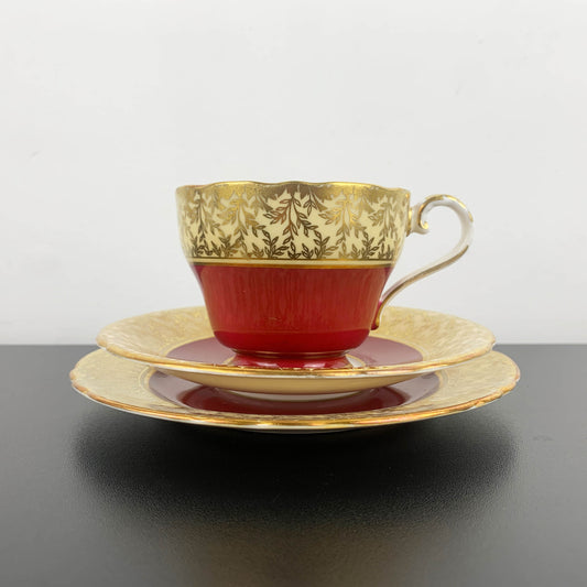 Aynsley Burgundy and Gold Collectible Trio