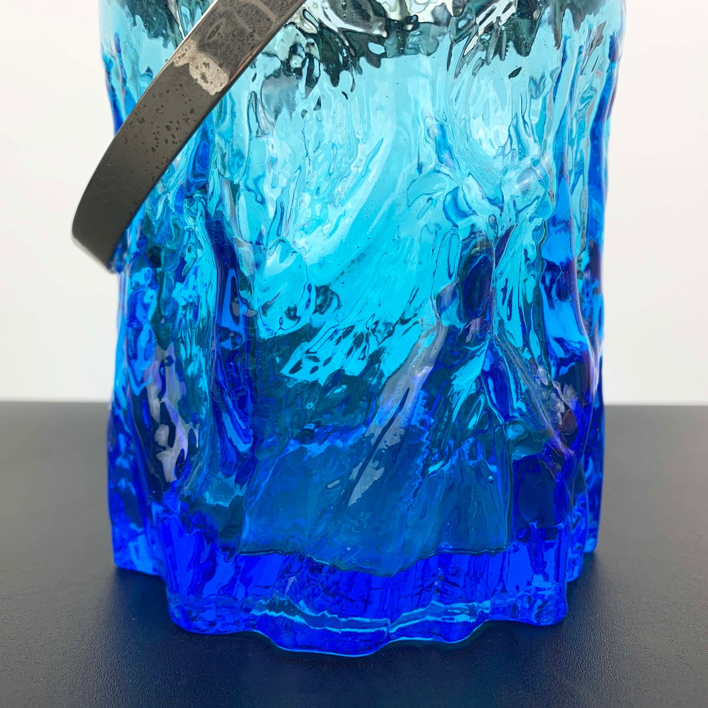 Bark Glass Ice Bucket in Cobalt Blue