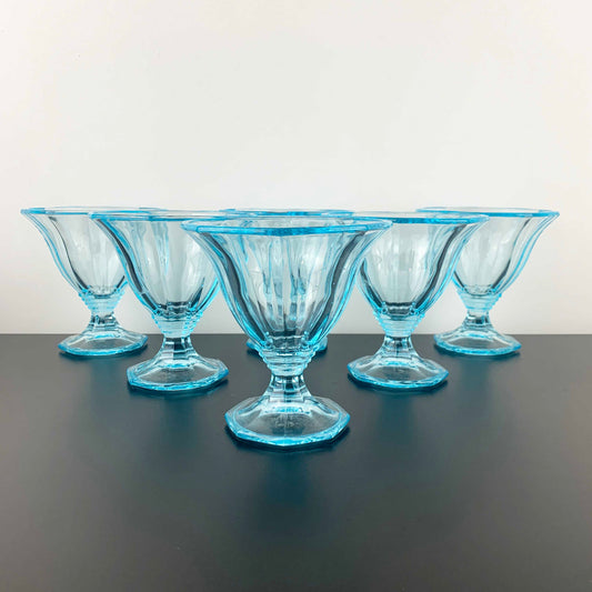 Mid Century Electric Blue Dessert Glass Set