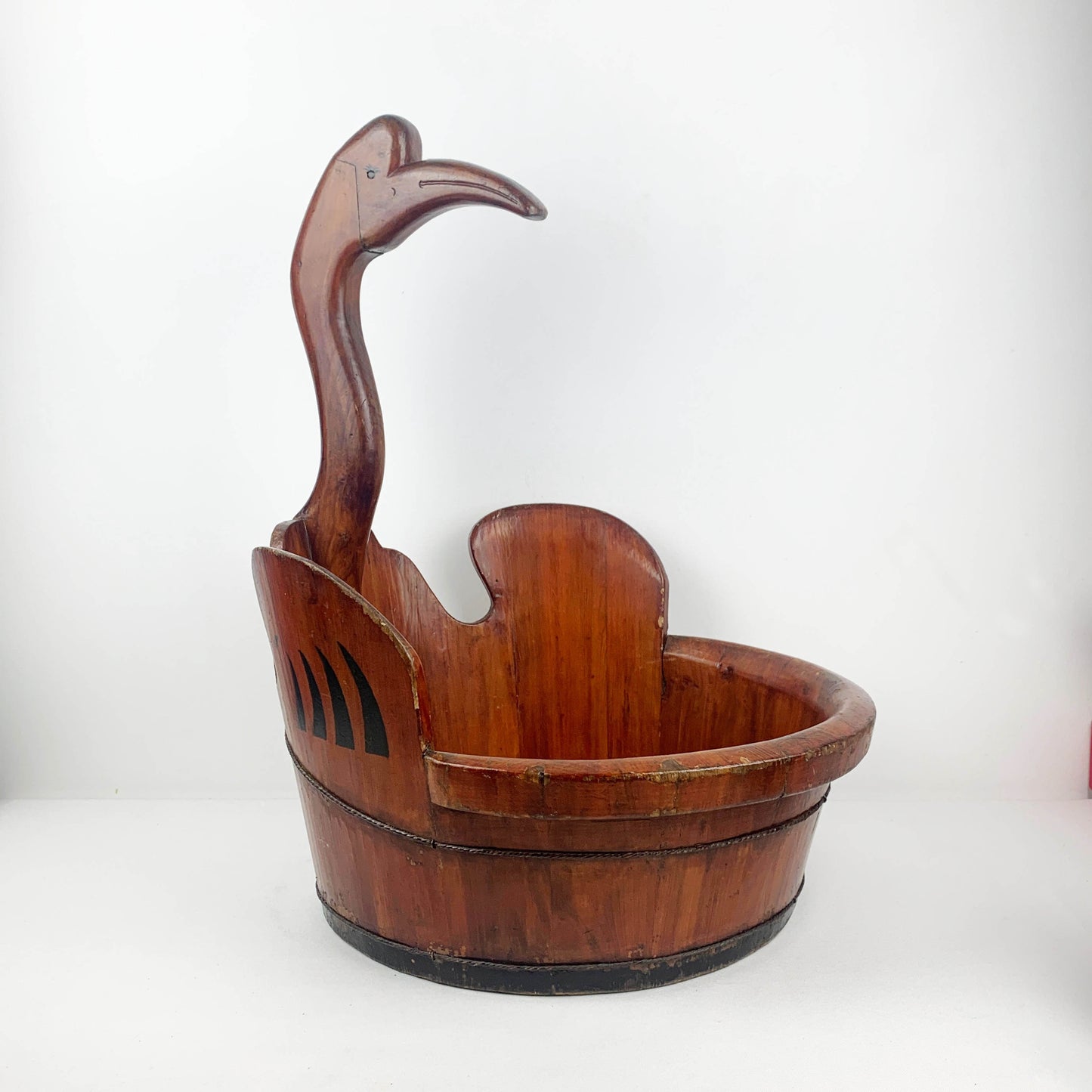 Antique Japanese Crane Timber Bucket