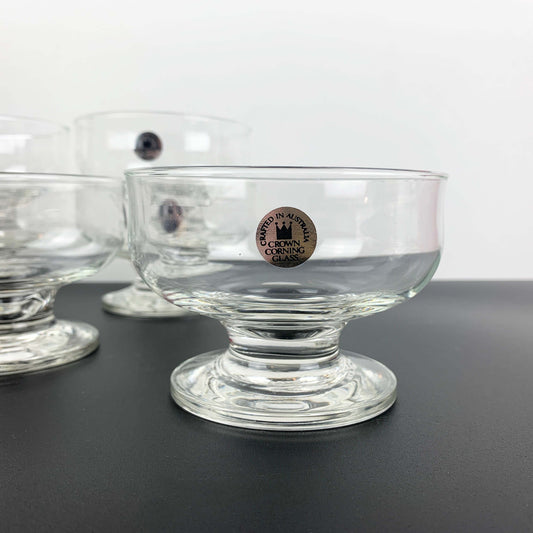 Crown Crystal Footed Dessert Bowl Set
