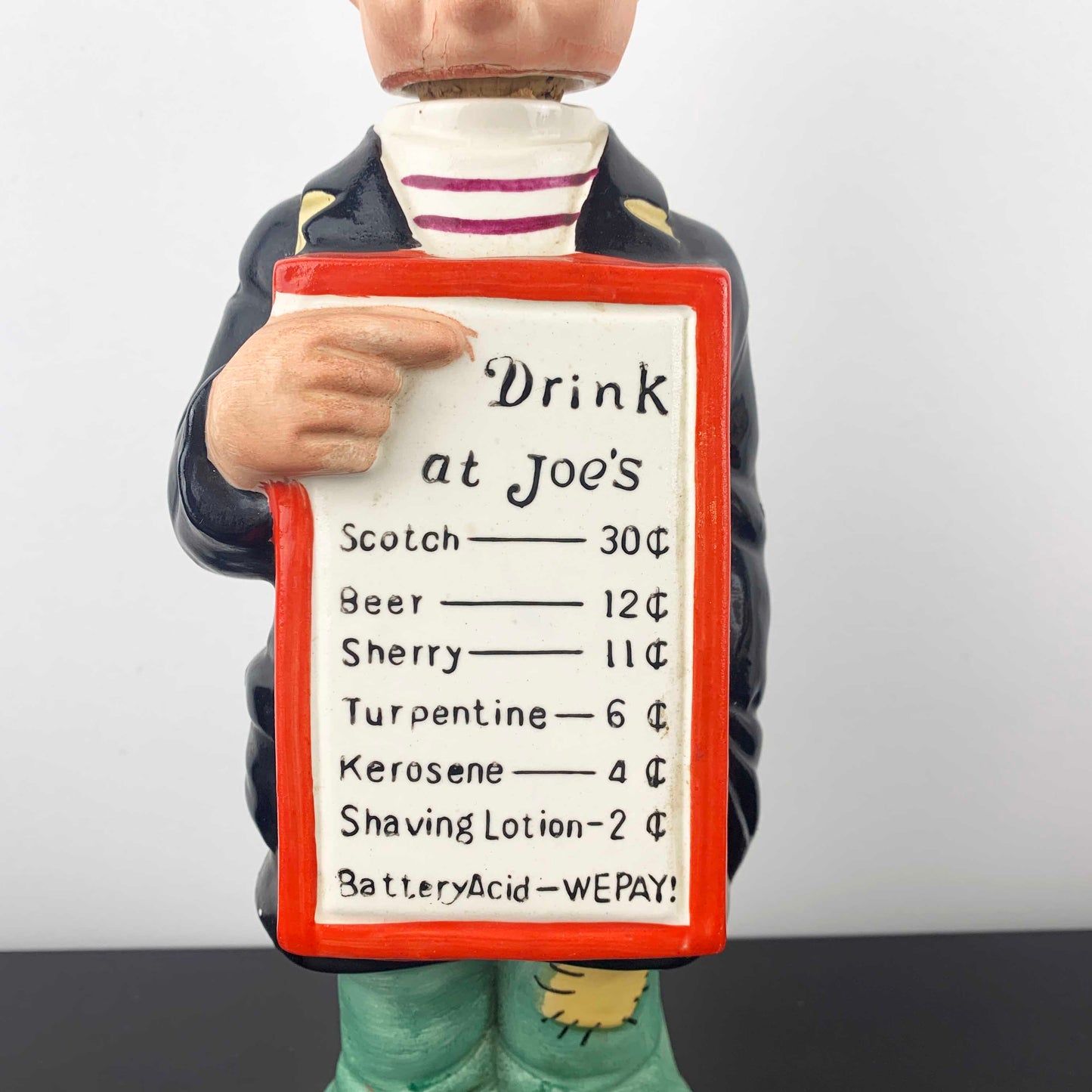 Ceramic Drink at Joe's Sandwich Man Decanter