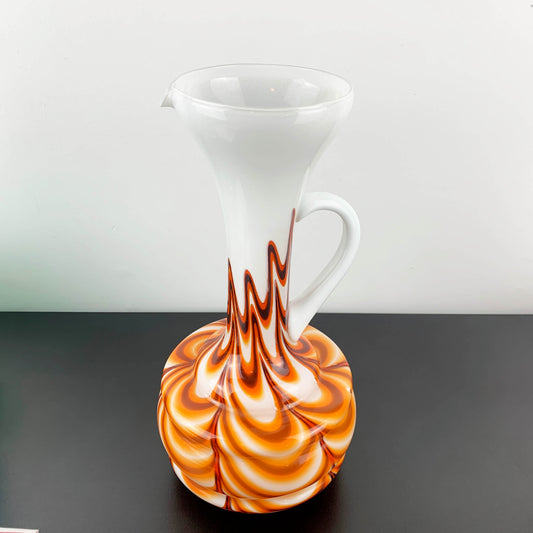 Vetreria Barbieri Empoli Cased Milk Glass Marbled Urn Vase