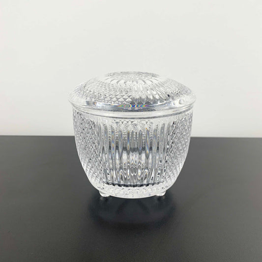 Tri Foot Lidded Glass Condiment Jar