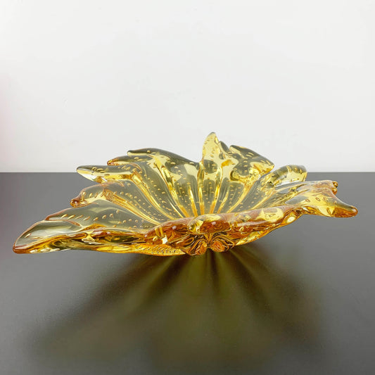 Murano Uranium Amber Art Glass Centrepiece