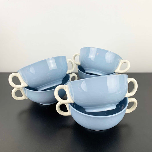 Grindley 'Azure Leaf' Twin Handled Soup Bowls