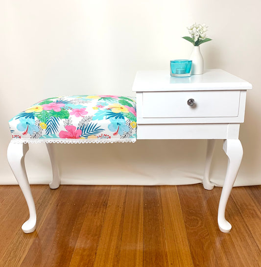 Upcycled entrance table with seat