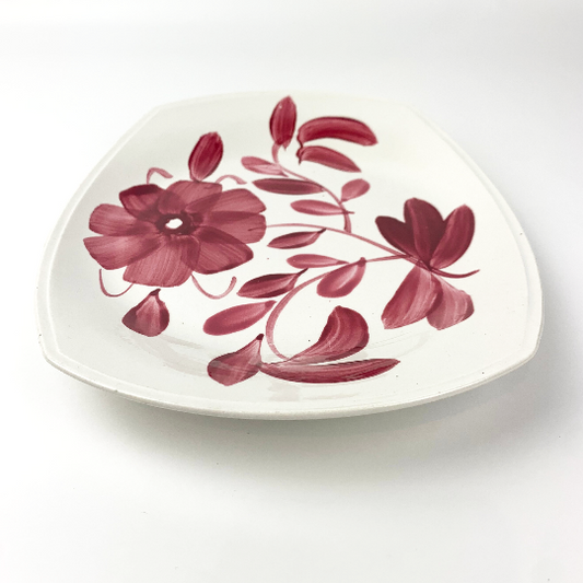Superior Ironstone Hand Painted Plate in burgundy