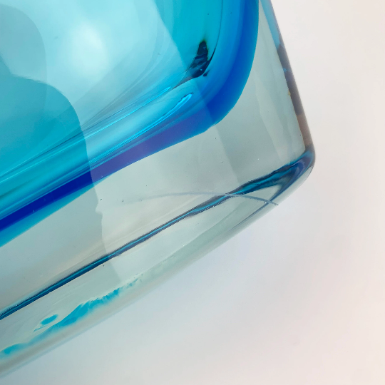 Azure Blue Elliptical Glass Vase