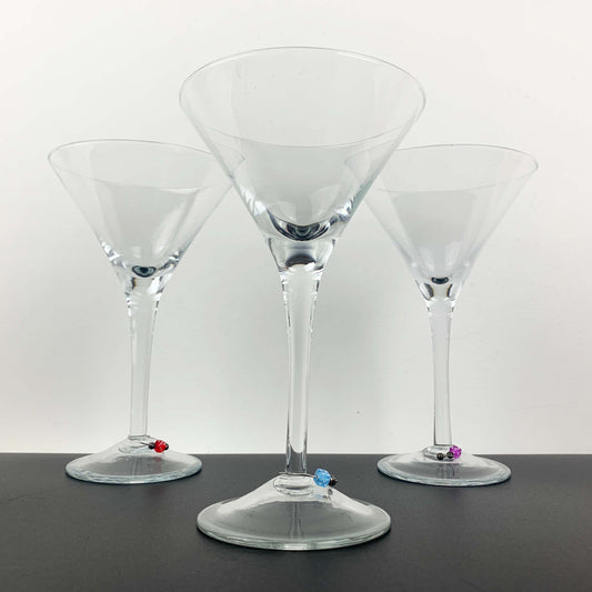 Martini Glass Set with Dice Charms