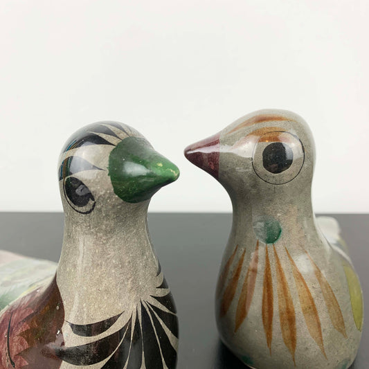 Tonala (Mexico) Pottery Folk Art Bird Figurines: Set of 2