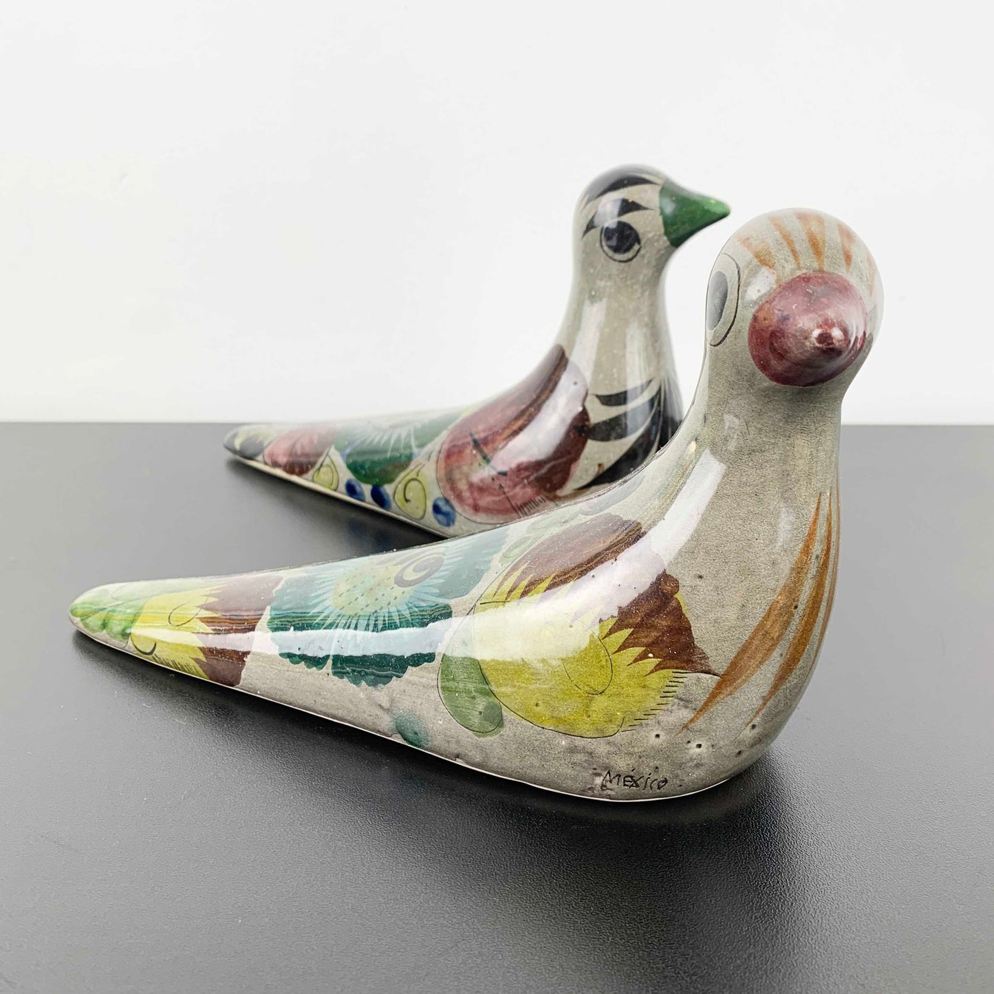 Tonala (Mexico) Pottery Folk Art Bird Figurines: Set of 2