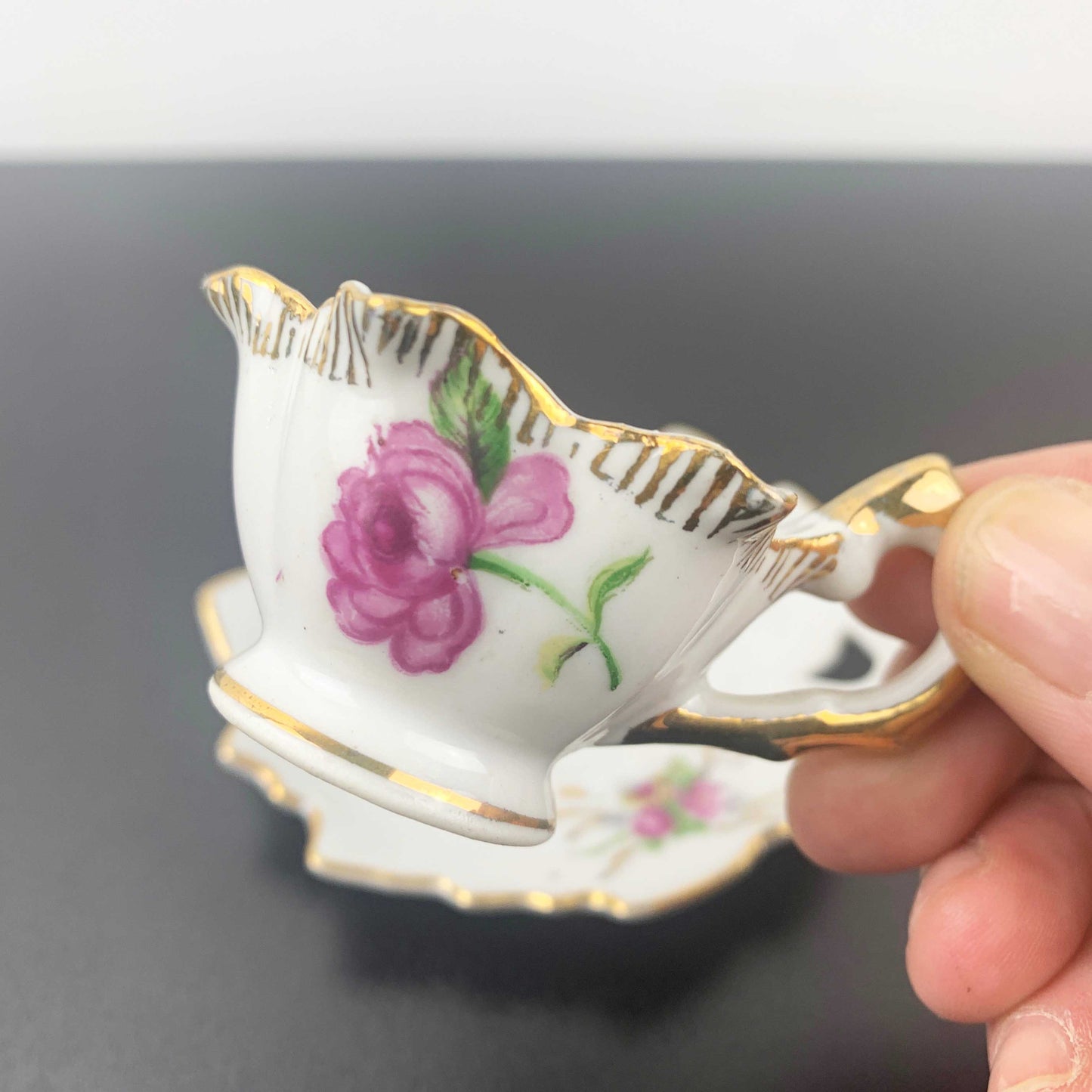 Miniature Rose Tea Cup and Saucer