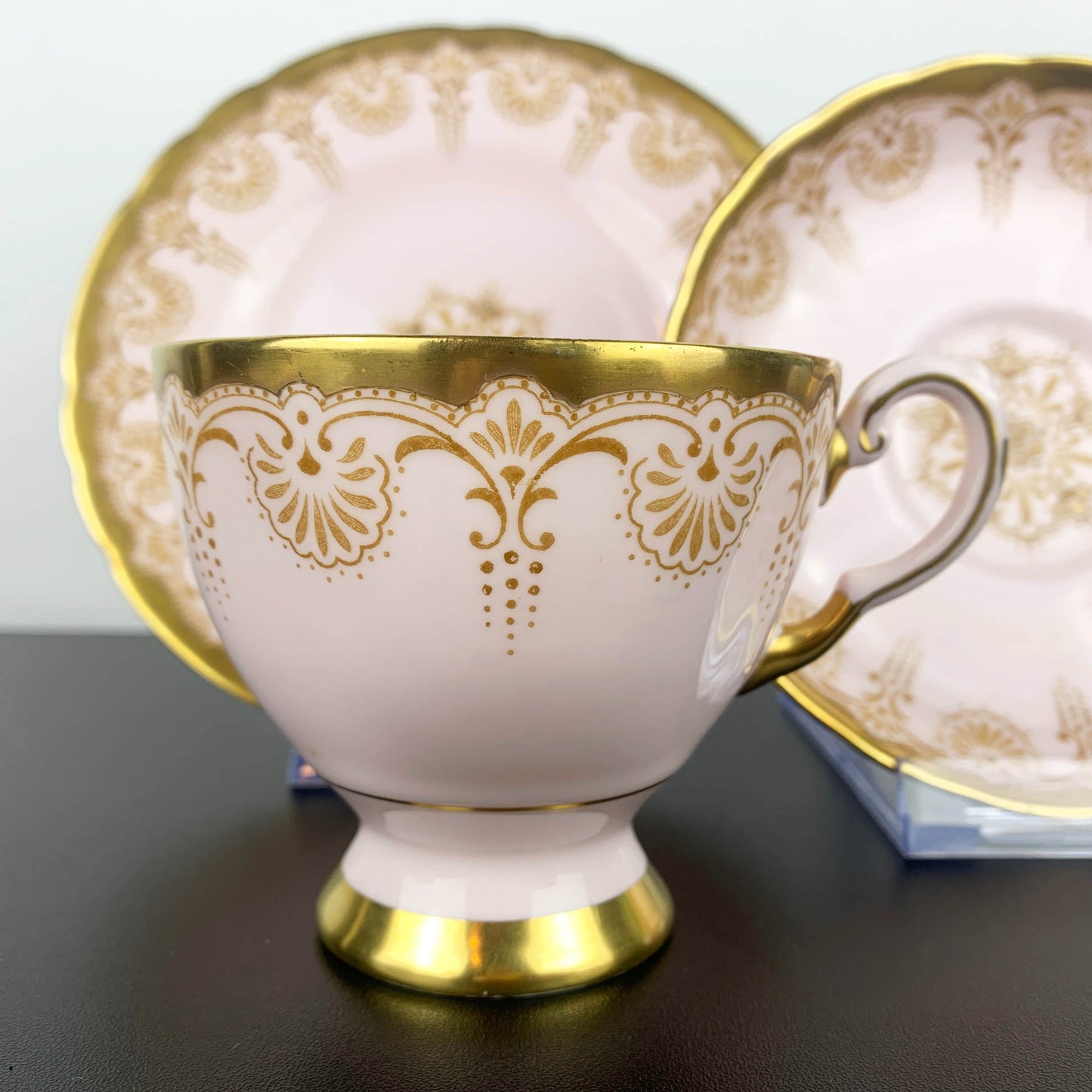 Royal Tuscan (Wedgwood) Pink and Gold Trio