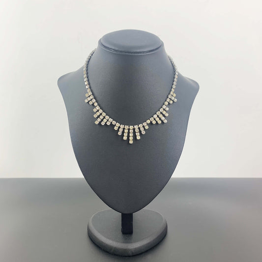 Mid Century Rhinestone Fringe Necklace