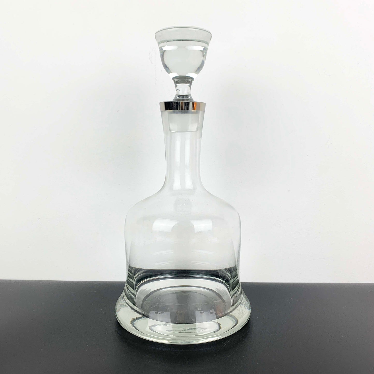 Platinum Rimmed Bell Decanter and Glass Set
