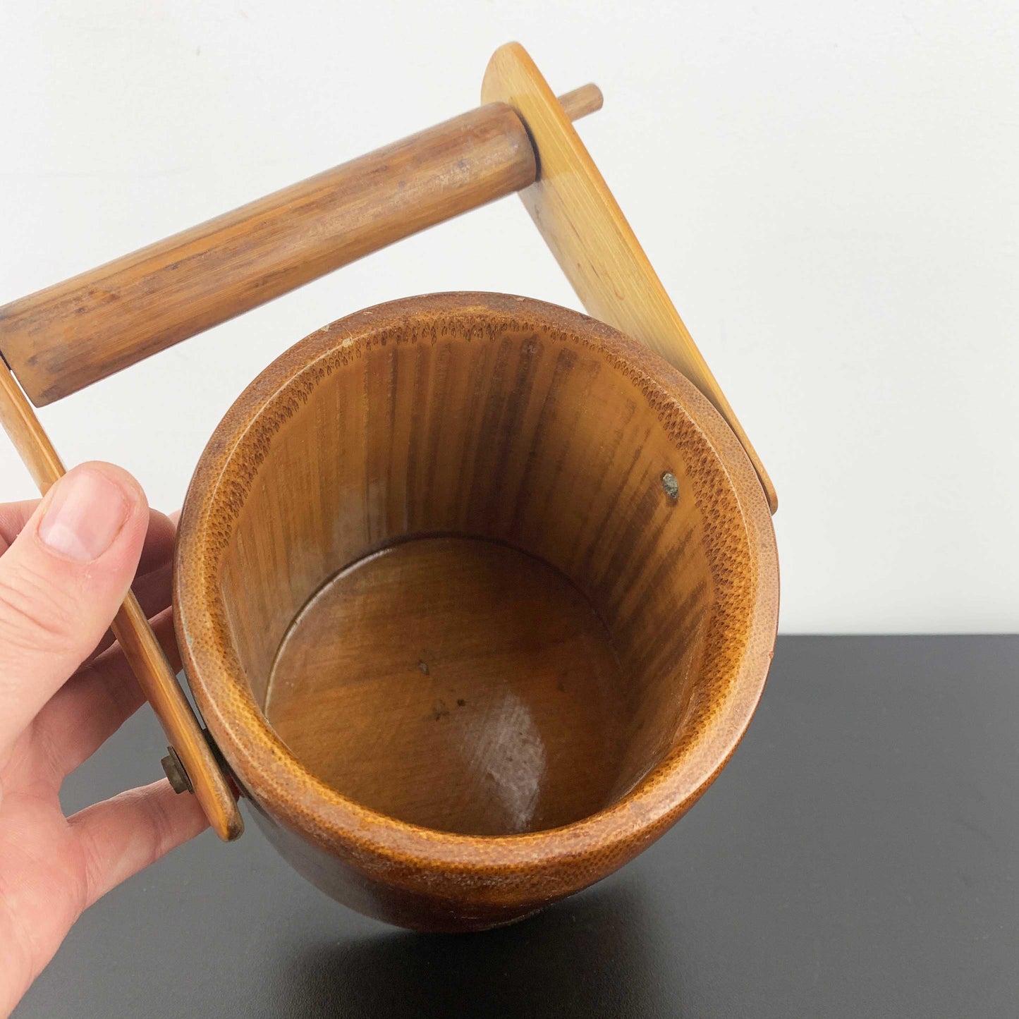Polished Timber Ice Bucket with Tongs