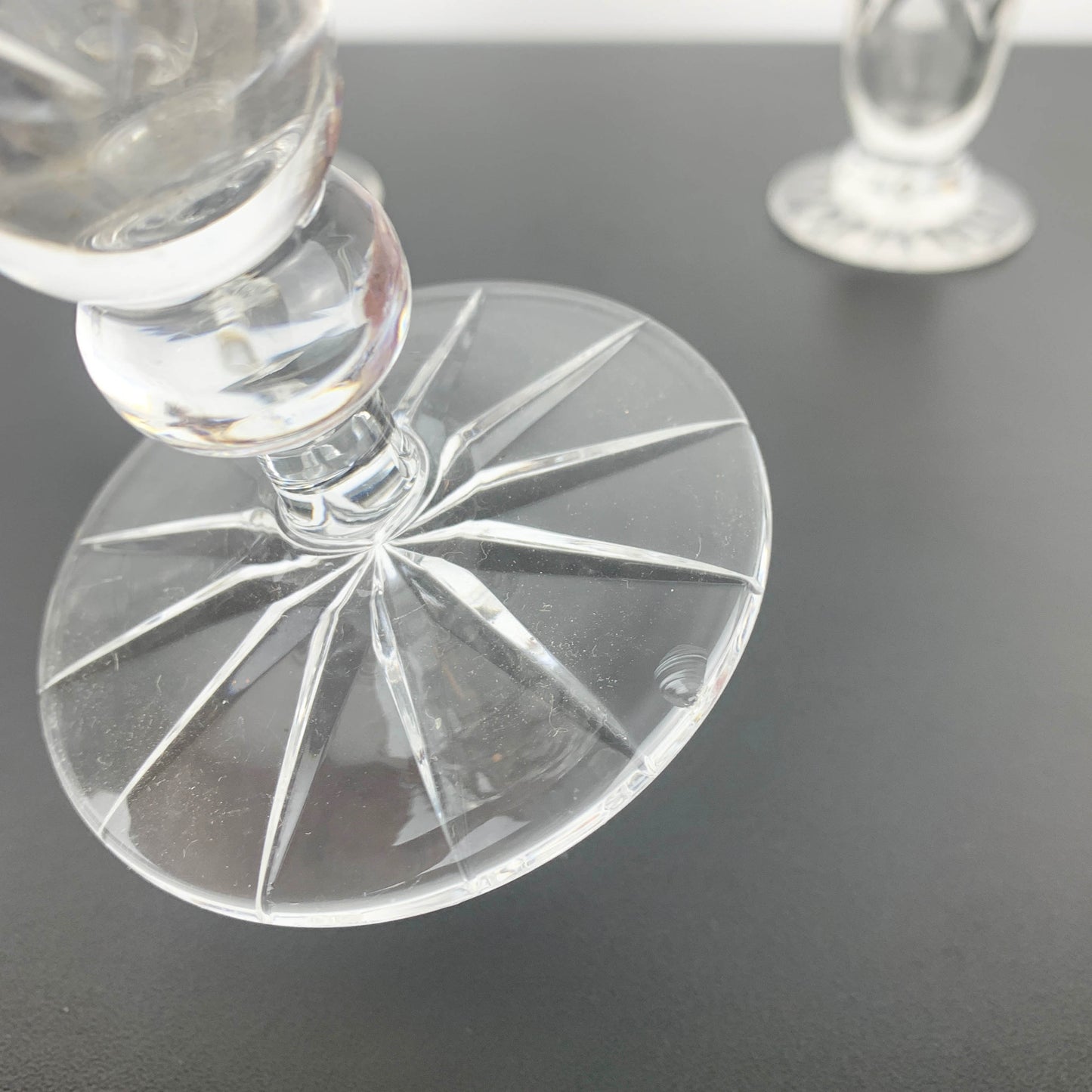 Diamond Cut Crystal Footed Trumpet Vase Set