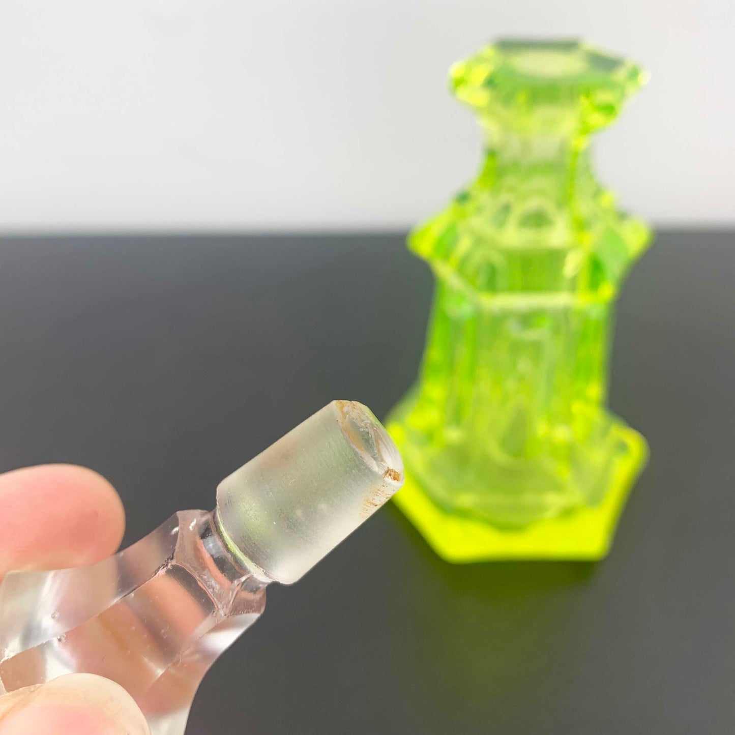 Art Deco Uranium Glass Perfume Bottle