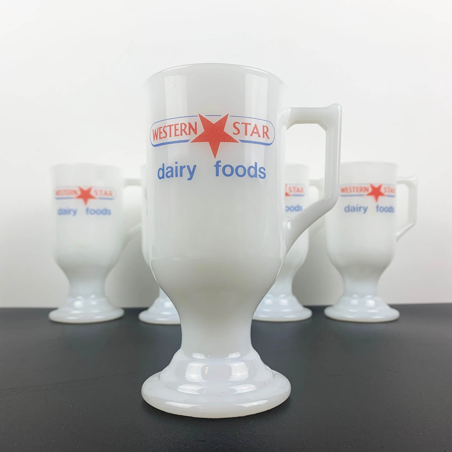Western Star Dairy Opal Glass Promotional Mug Set