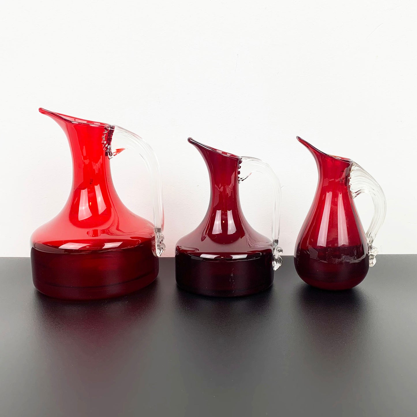 Whitefriars Ruby Red Jug Collection by Geoffrey Baxter