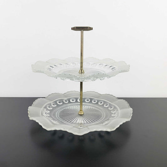 Davidson Glass 'Blackberry Prunt' 2 tier cake and dessert stand