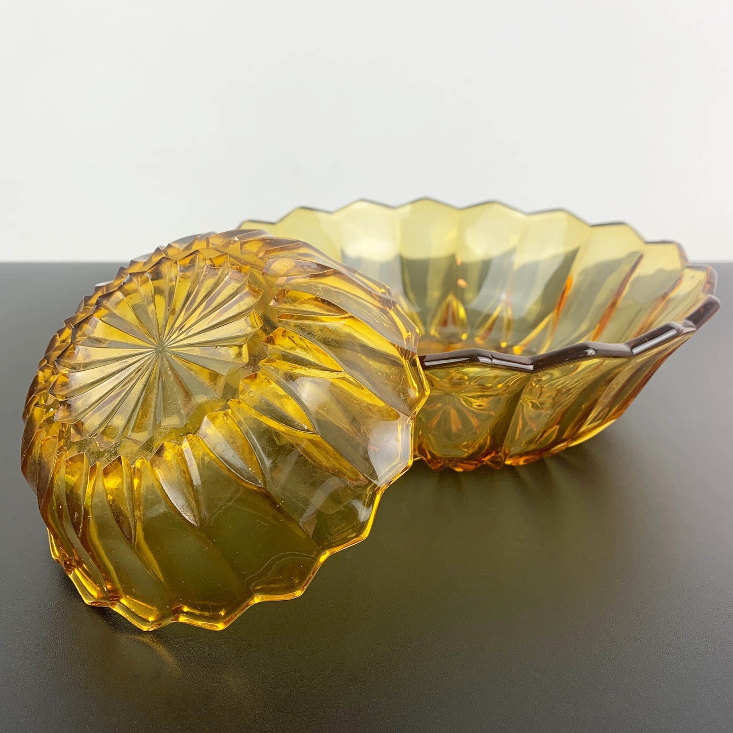 Davidson Art Deco Amber Glass Bowl Set