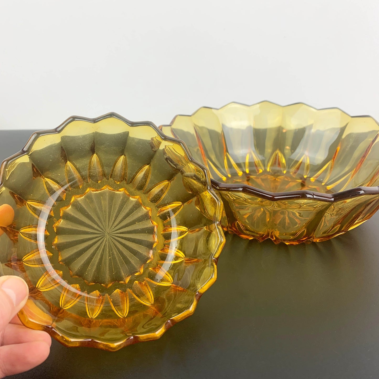Davidson Art Deco Amber Glass Bowl Set