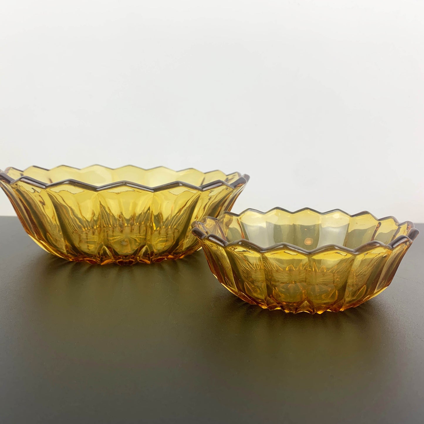 Davidson Art Deco Amber Glass Bowl Set