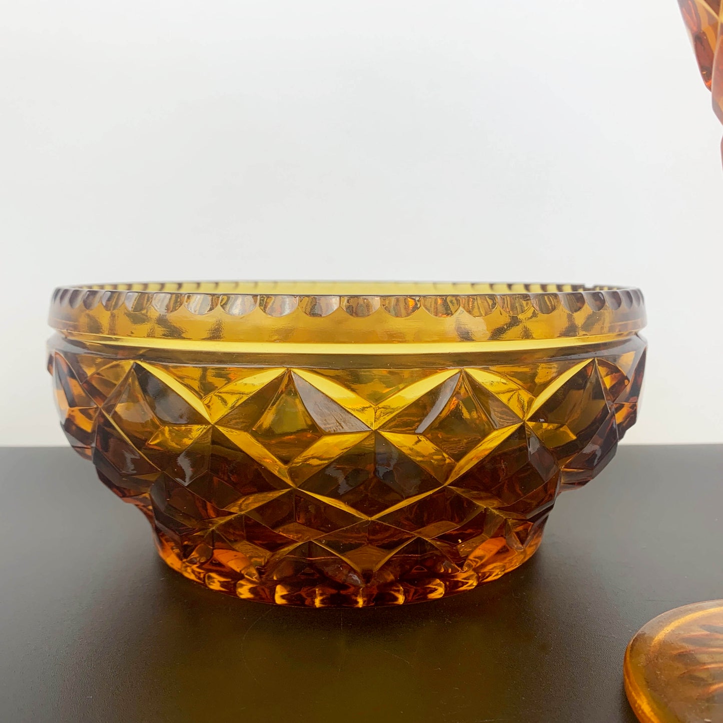 Crown Glass Art Deco Amber Glass Decor Set