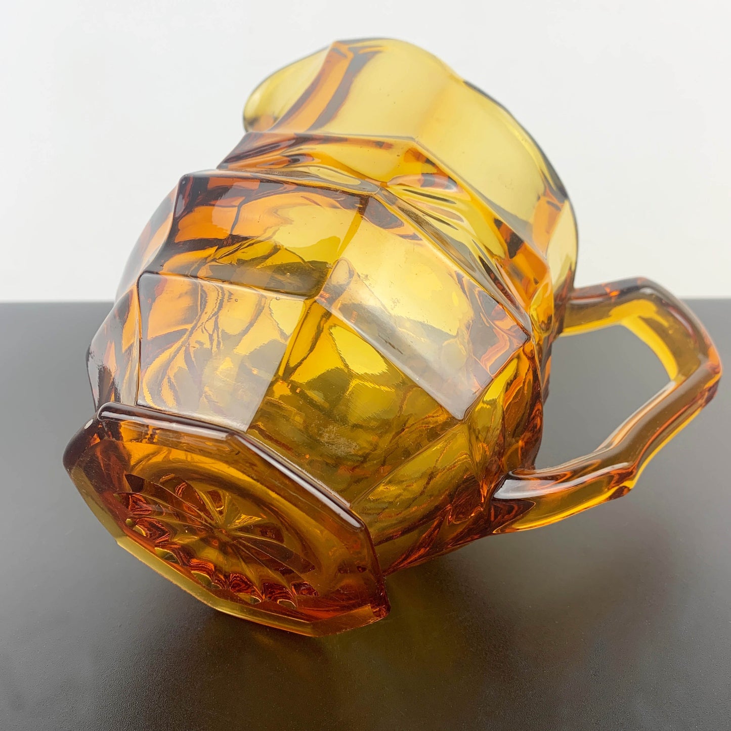 Art Deco Amber Glass Pitcher