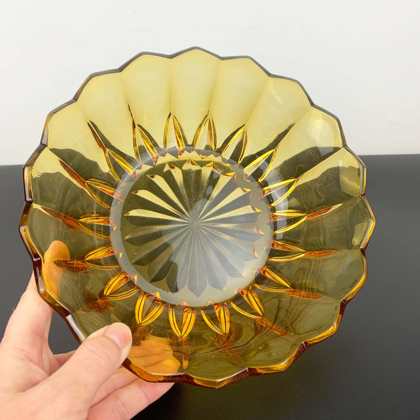 Davidson Art Deco Amber Glass Bowl Set