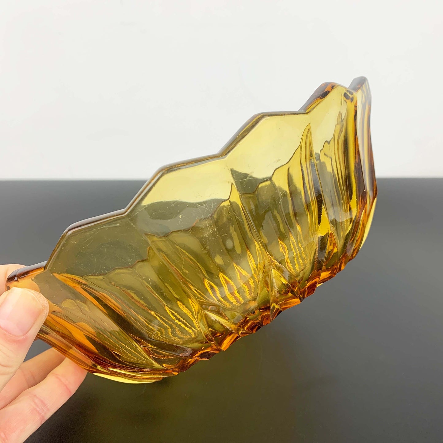 Davidson Art Deco Amber Glass Bowl Set