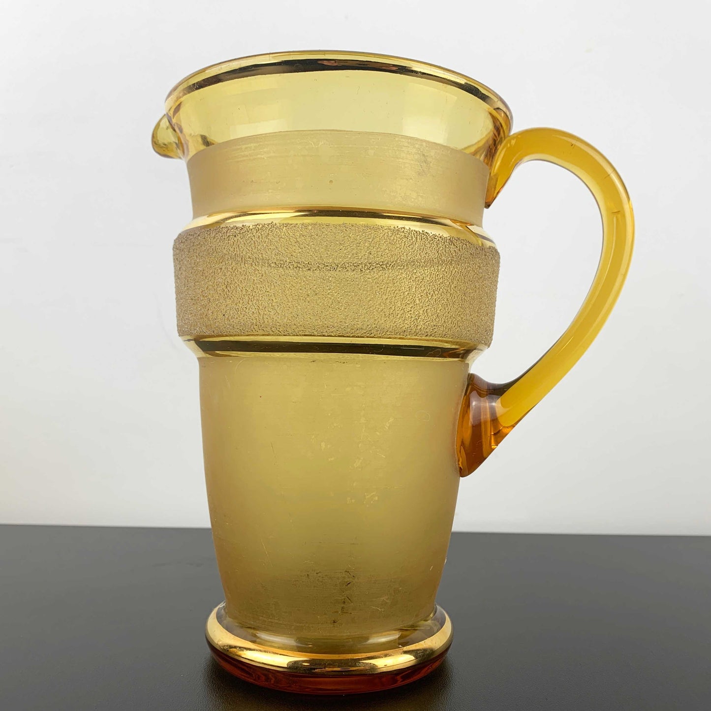 Sugar Frosted Amber Glass Jug