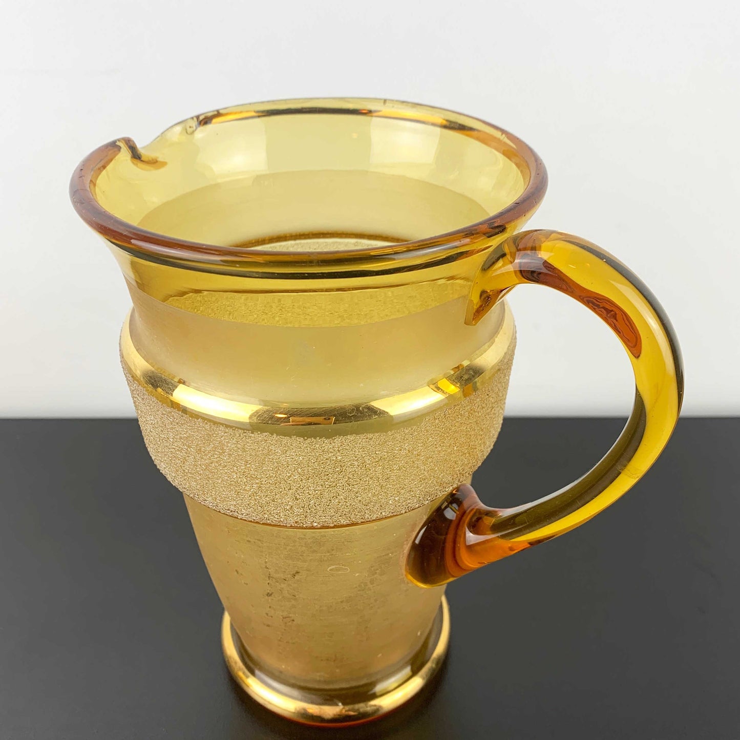 Sugar Frosted Amber Glass Jug