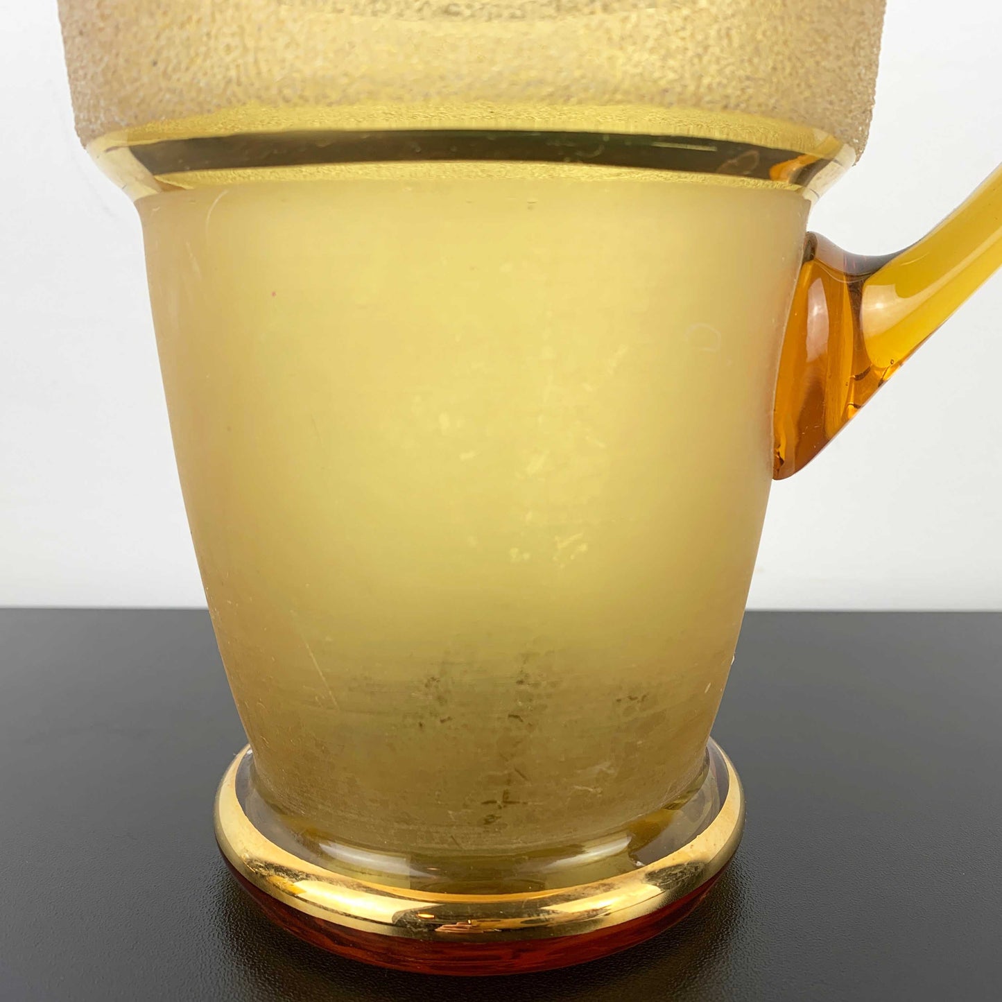 Sugar Frosted Amber Glass Jug