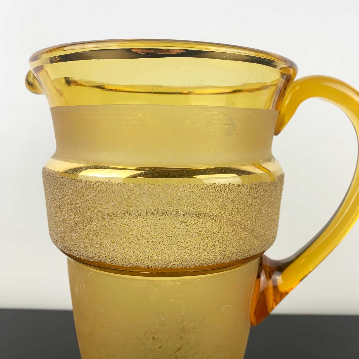 Sugar Frosted Amber Glass Jug