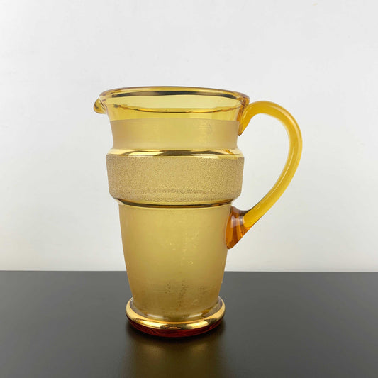 Sugar Frosted Amber Glass Jug