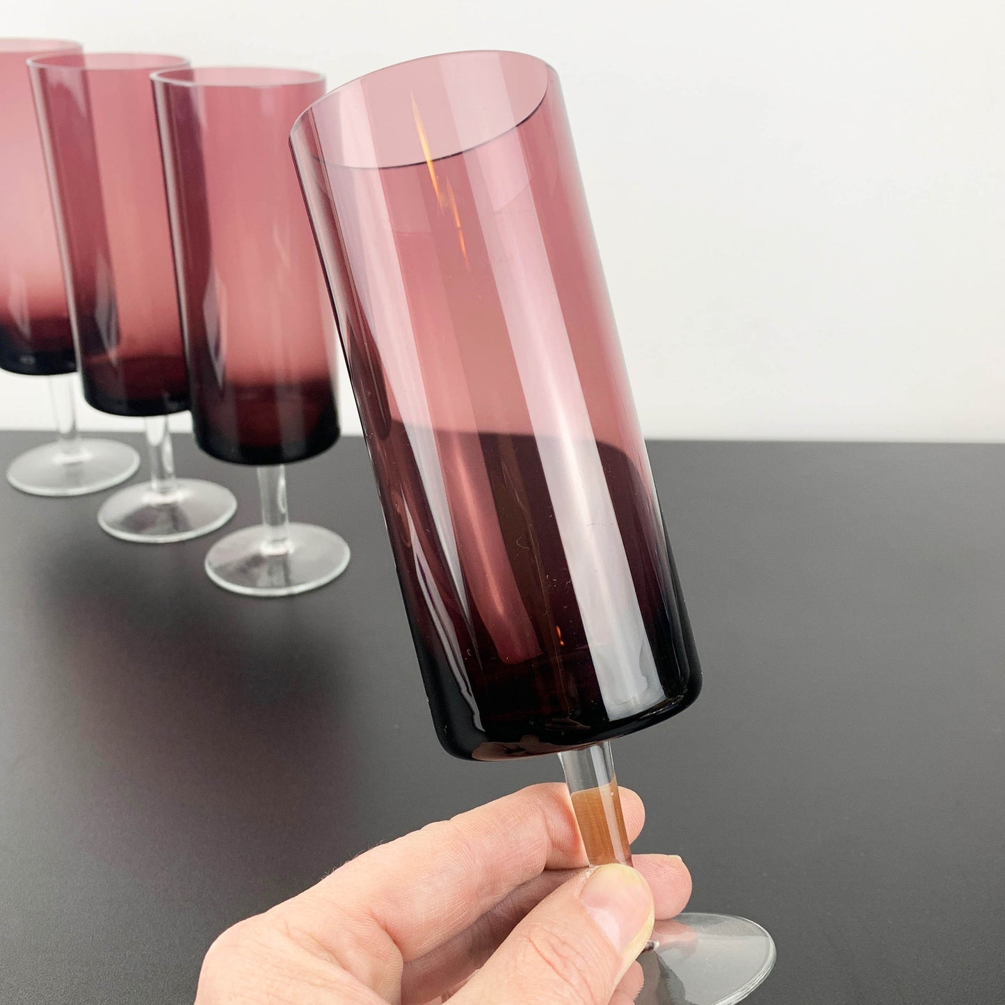 Amethyst Barrel Shape Wine and Champagne Glass: Set of 4