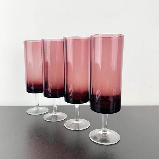 Amethyst Barrel Shape Wine and Champagne Glass: Set of 4