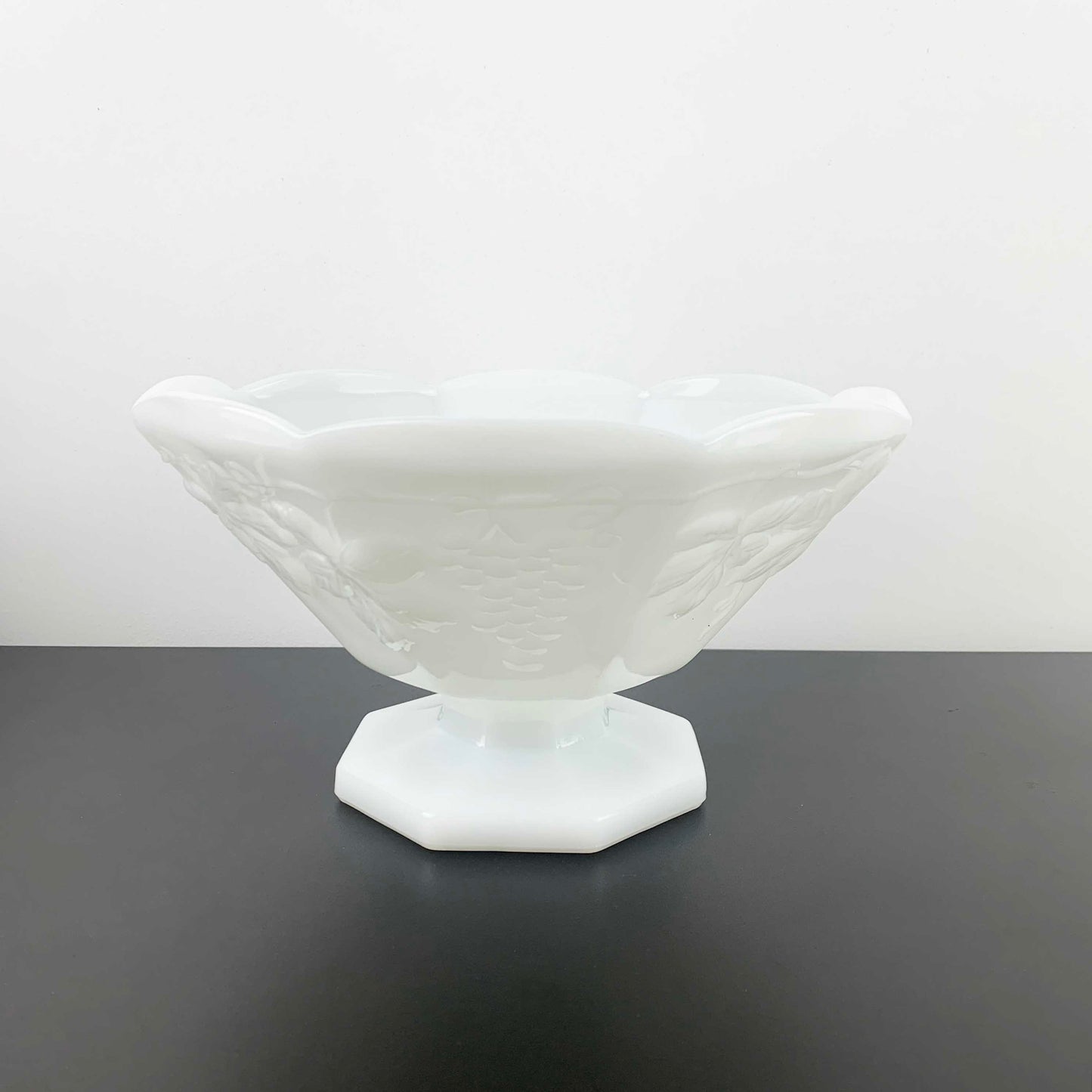 Anchor Hocking large milk glass pedestal bowl