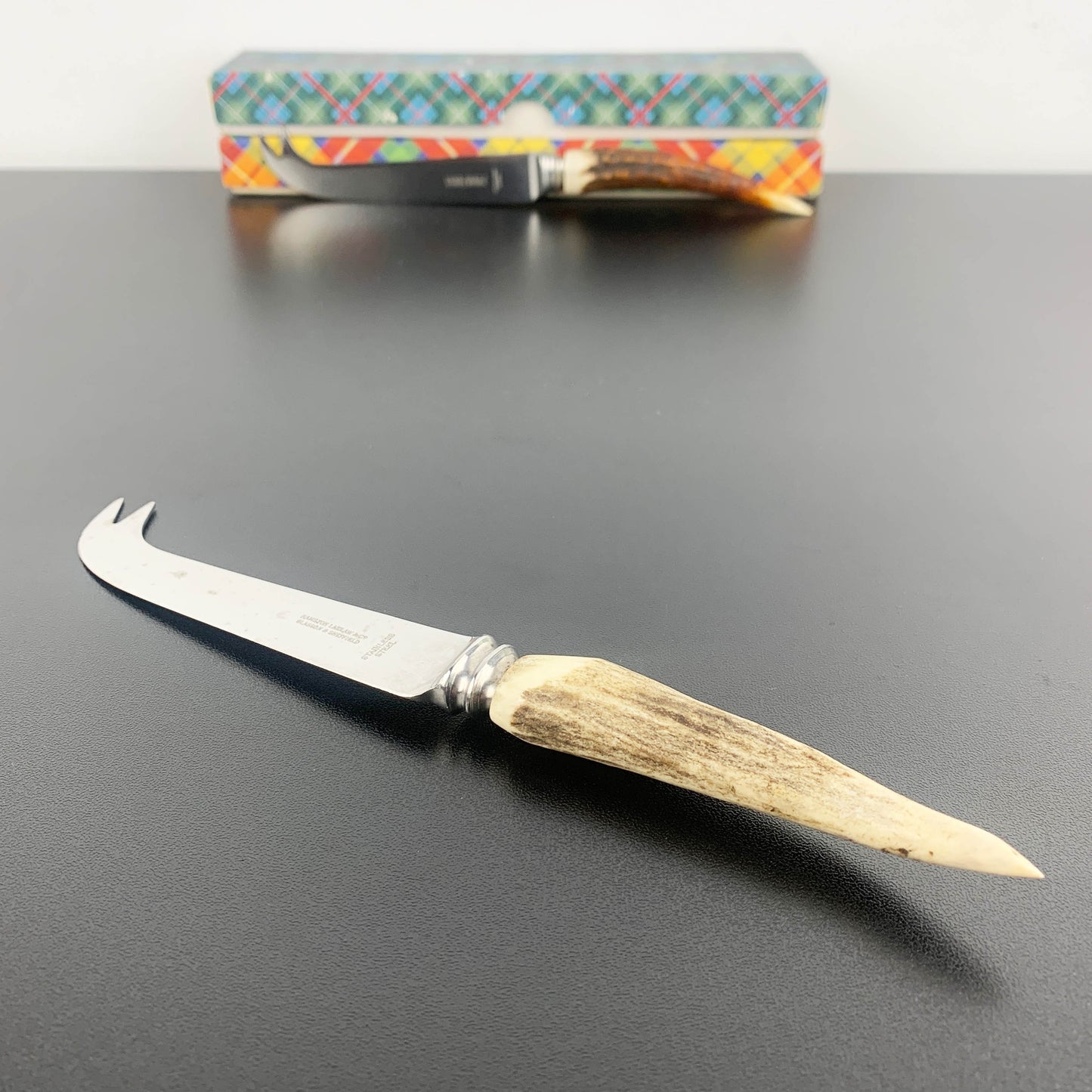 Mid Century Cheese Knife with Stag/Antler Horn Handle