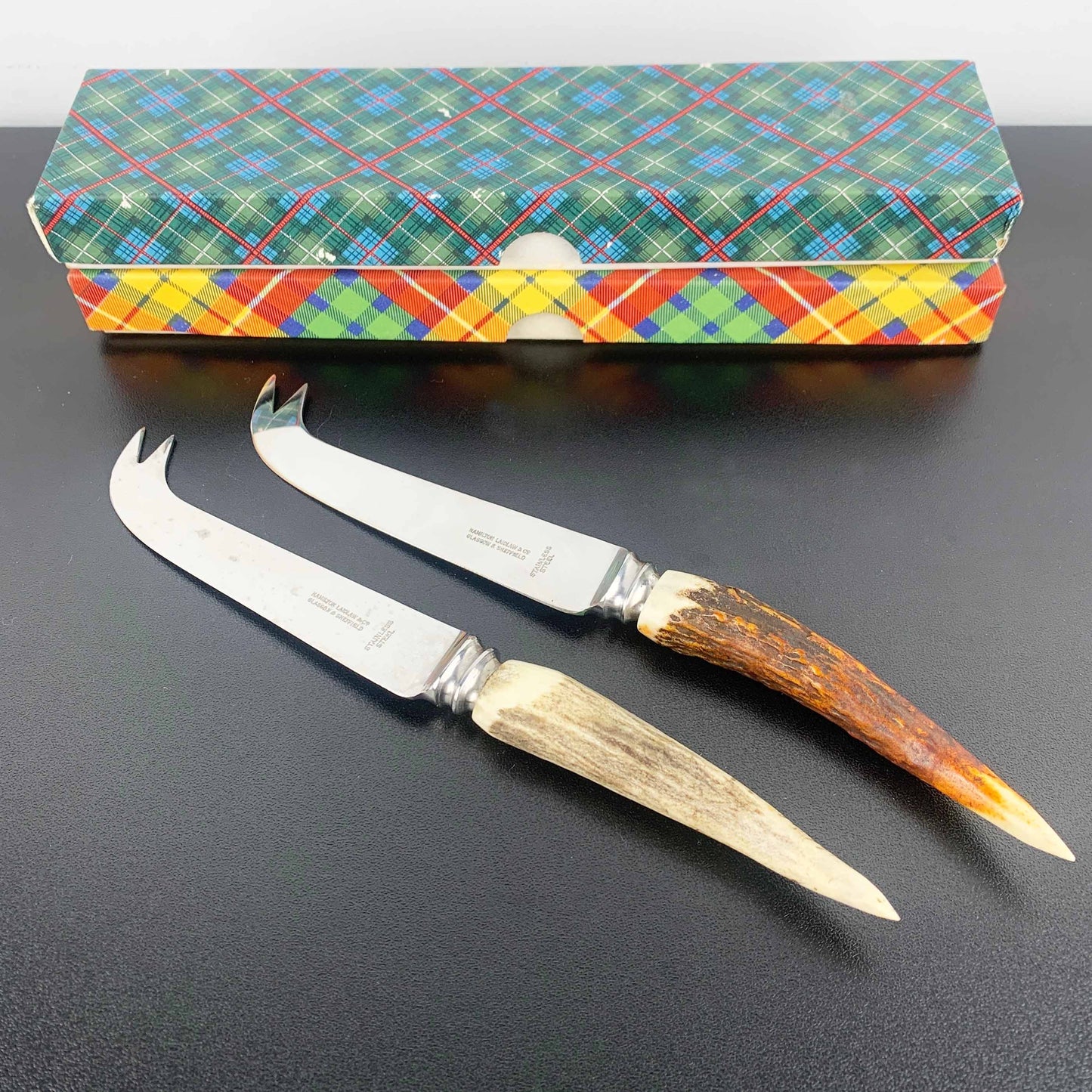 Mid Century Cheese Knife with Stag/Antler Horn Handle