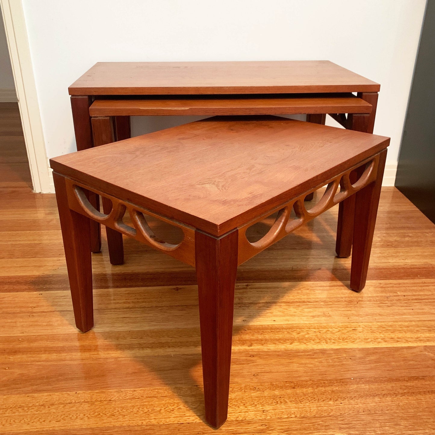 Mid Century Avalon Teak Nested Coffee Table Set