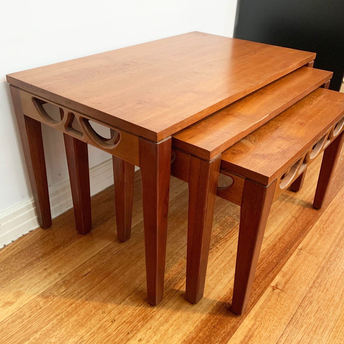 Mid Century Avalon Teak Nested Coffee Table Set