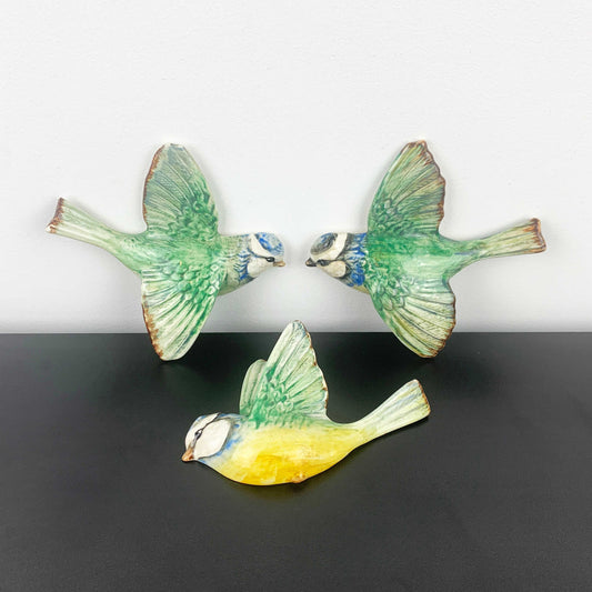 Beswick 'Blue Tit' Flying Bird Wall Plaques - Set of 3