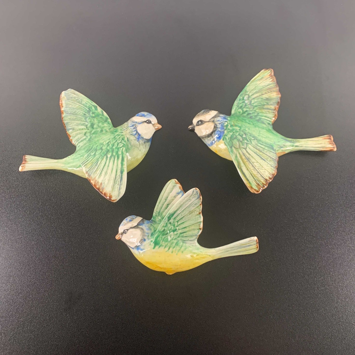Beswick 'Blue Tit' Flying Bird Wall Plaques - Set of 3