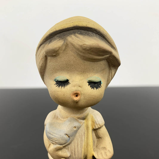 Mid Century Boy with Bird Figurine